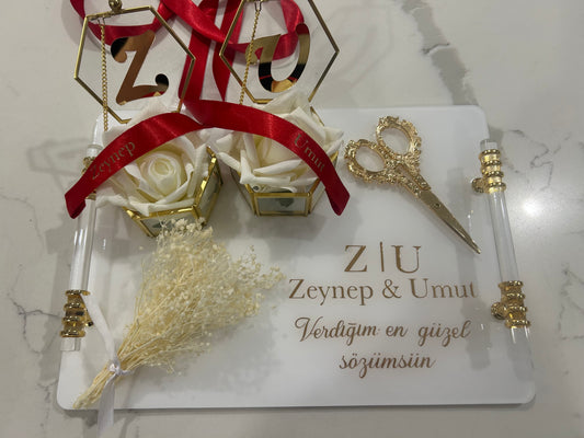 Zeynep and Umut Rectangle engagement tray set