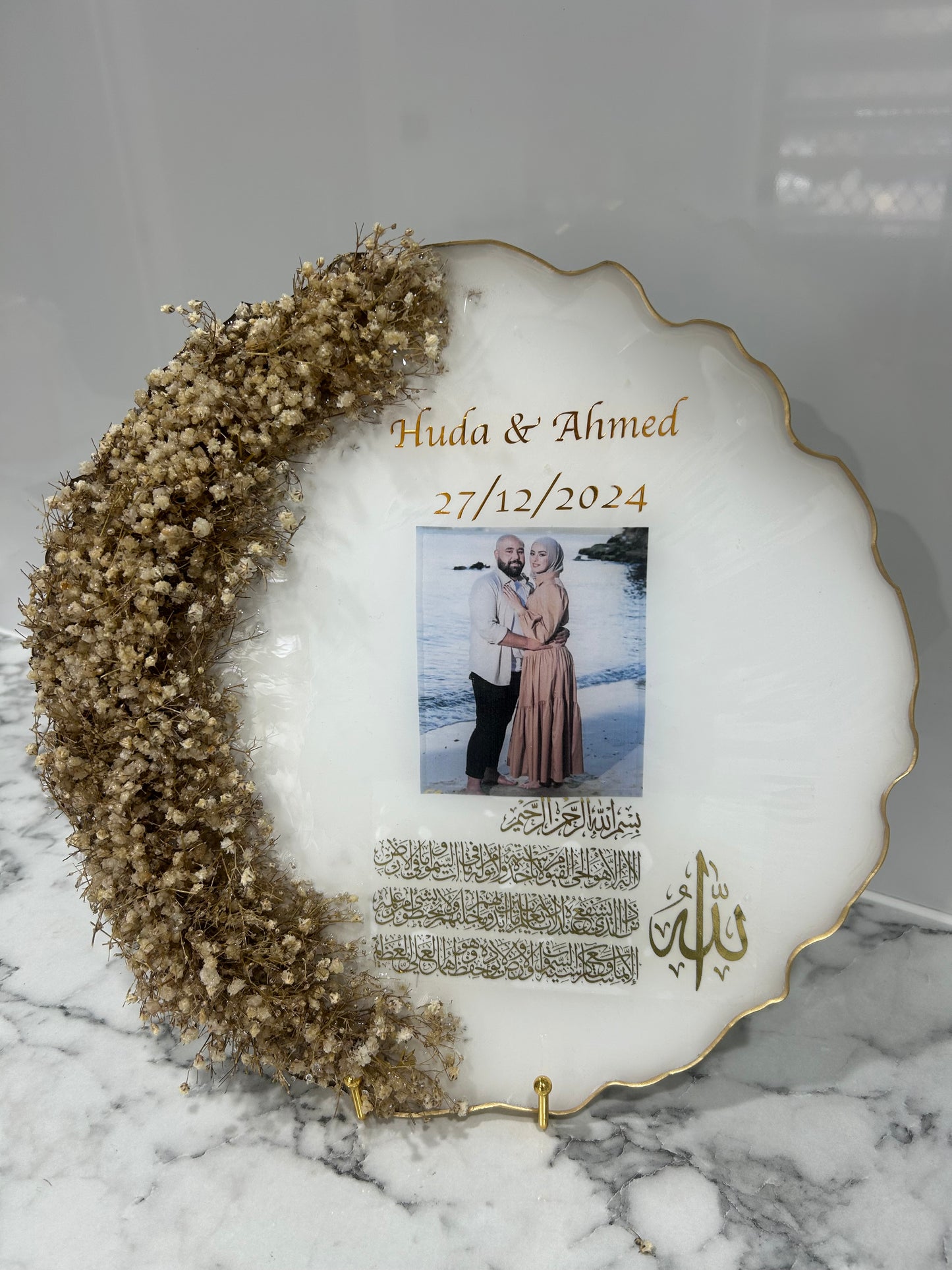 Wedding Keepsake Plate – Baby’s Breath & Custom Photo