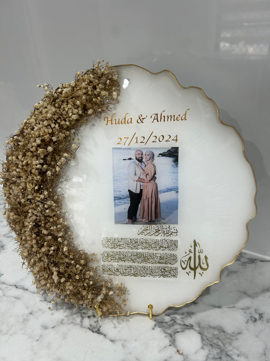 Wedding Keepsake Plate – Baby’s Breath & Custom Photo