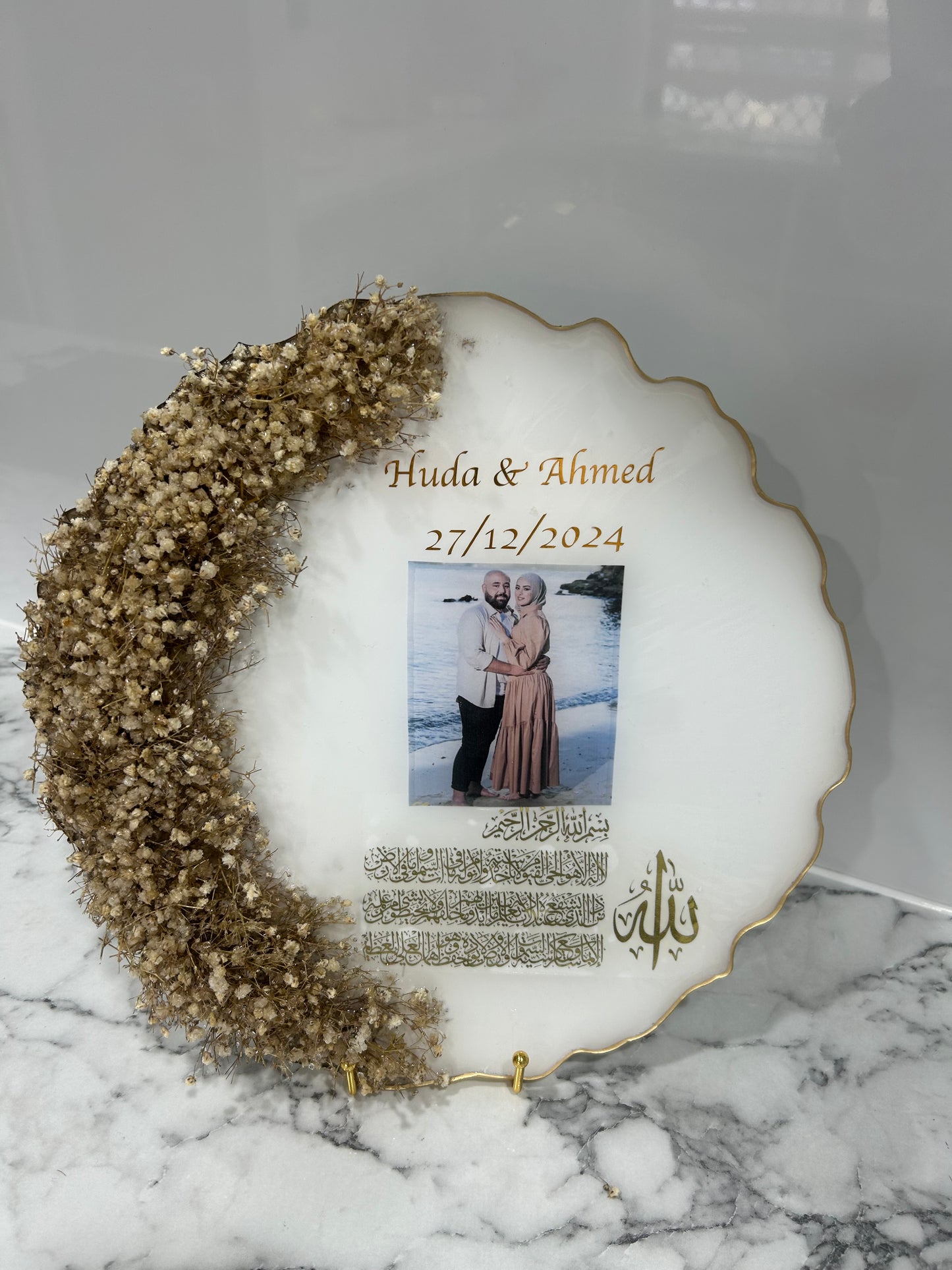 Wedding Keepsake Plate – Baby’s Breath & Custom Photo