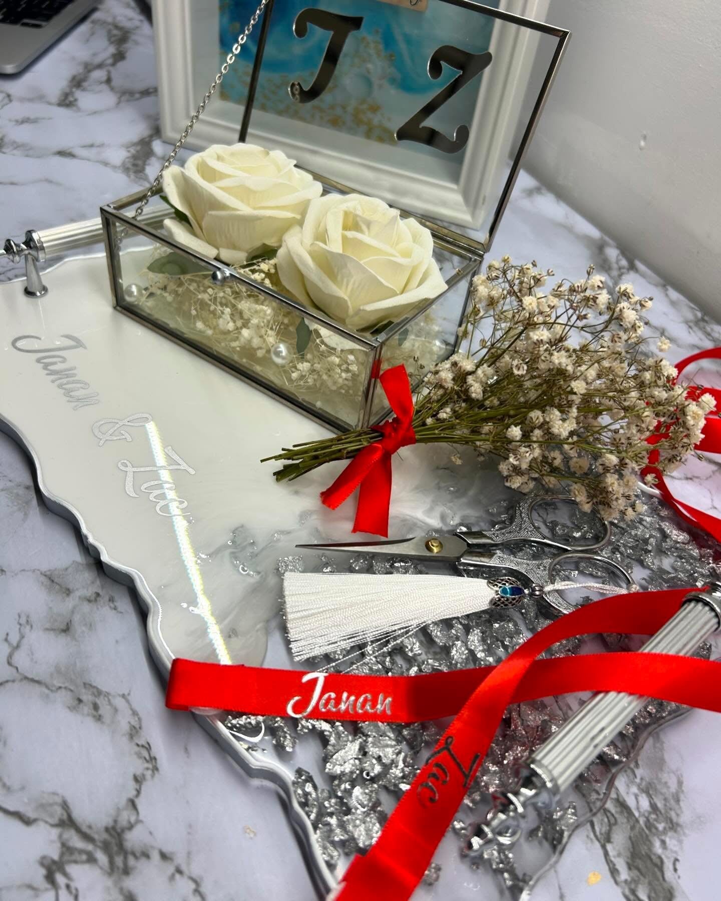 Rectangle silver engagement tray