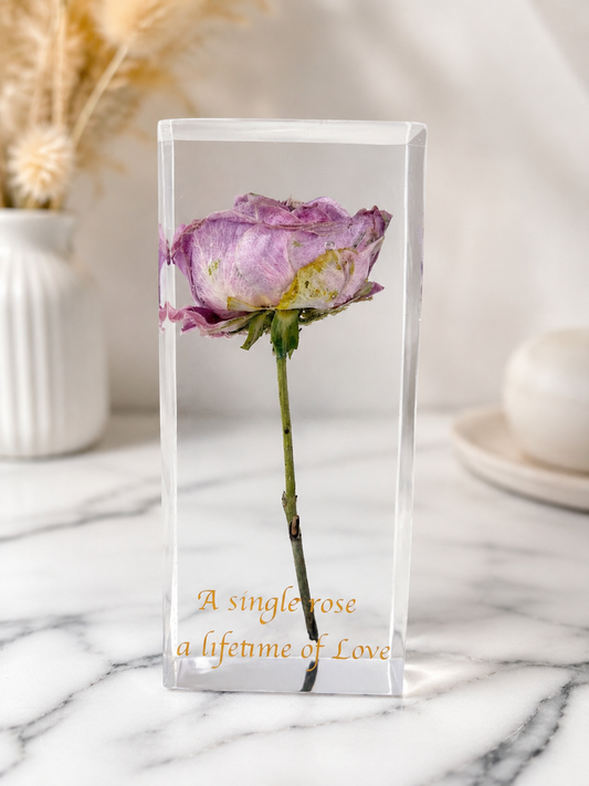 Personalised Single Flower Resin Block