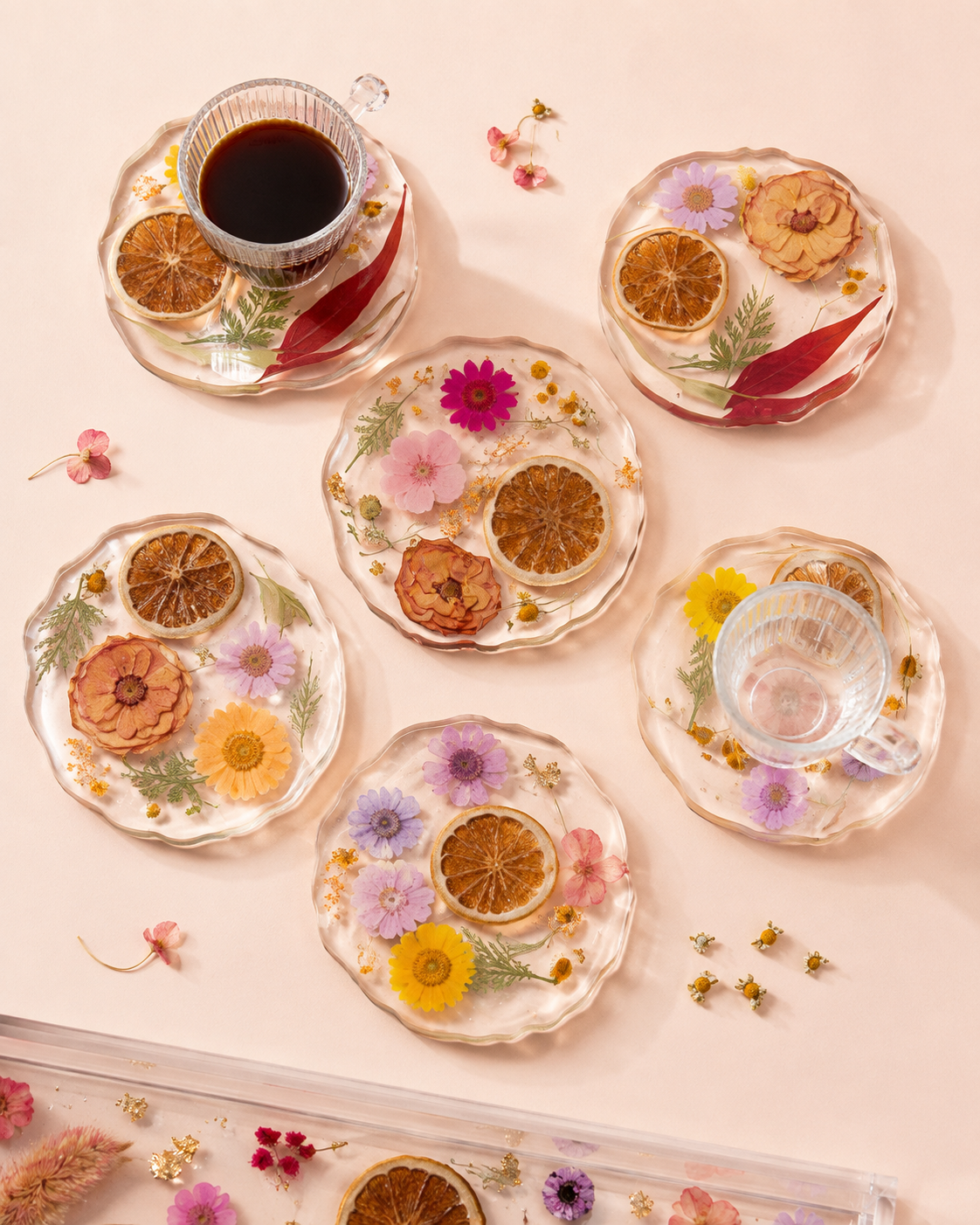 Handmade Botanical Resin Tray & Coaster Set