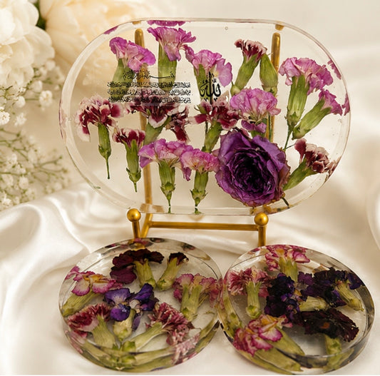 Personalised Islamic Resin Plaque with Matching Coasters
