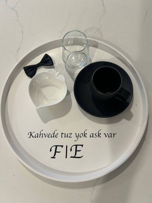 Round  engagement or cofee tray