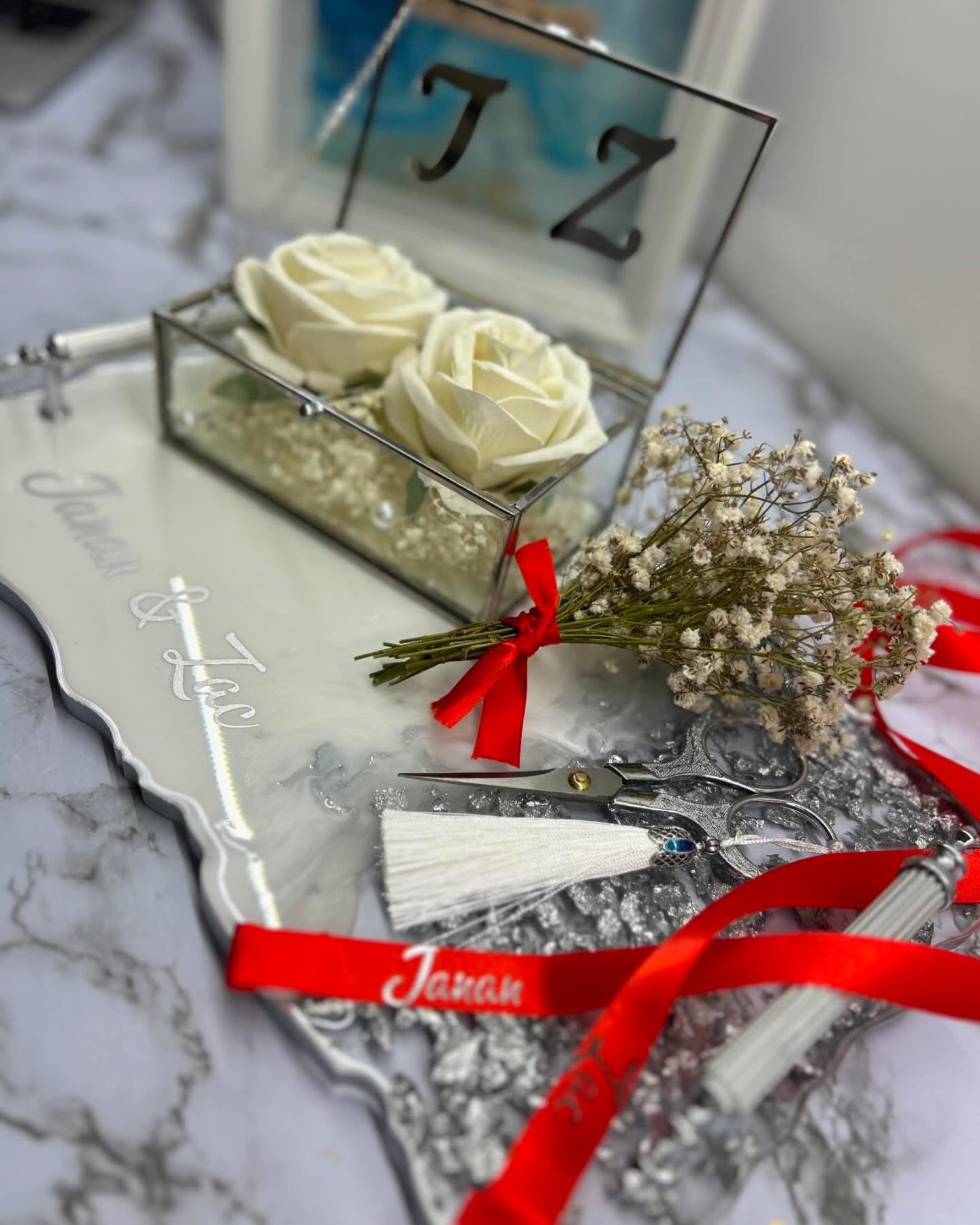 Rectangle silver engagement tray