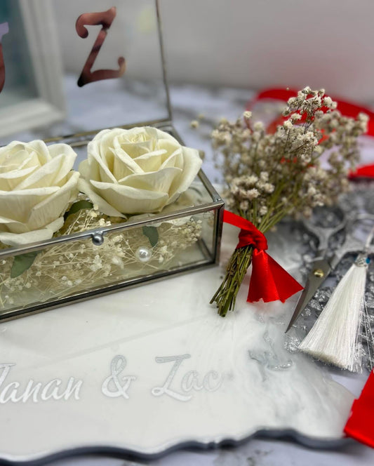 Rectangle silver engagement tray