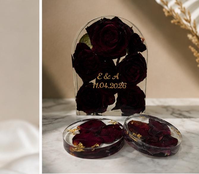 Preserved Engagement Rose Resin Set